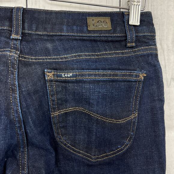 Lee US 8 Short Womens Blue Regular Fit Straight Leg Jeans Dark Wash Mid Rise - Picture 6 of 10